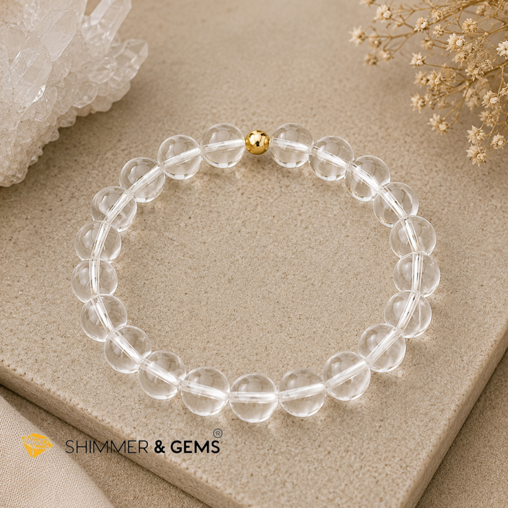 Clear Quartz with 14k Gold-Filled Bead (8mm) lightcoded & attuned
