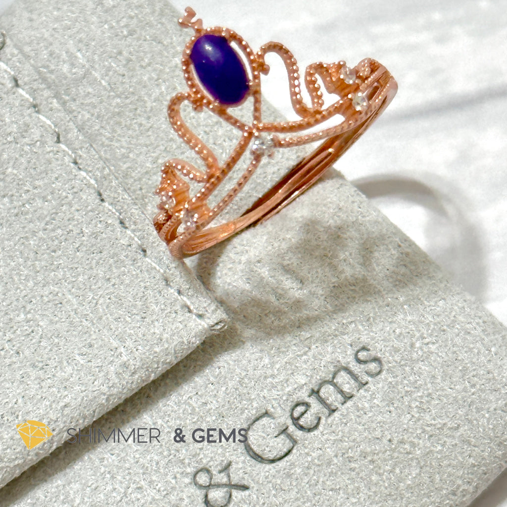 Crown Tiara Sugilite 925 Silver Rose Gold Ring