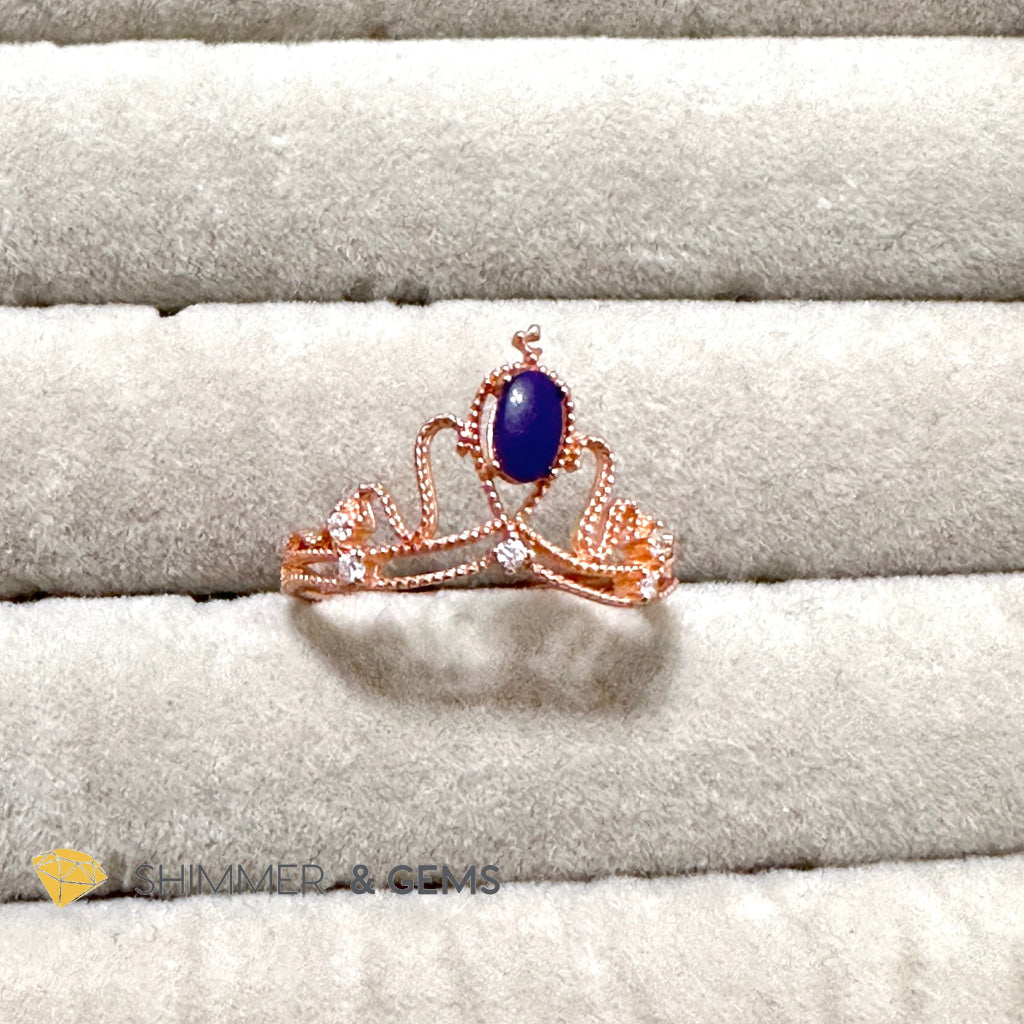 Crown Tiara Sugilite 925 Silver Rose Gold Ring Adjustable Size