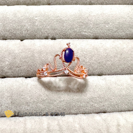 Crown Tiara Sugilite 925 Silver Rose Gold Ring Adjustable Size
