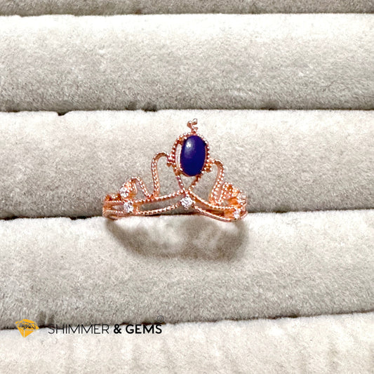 Crown Tiara Sugilite 925 Silver Rose Gold Ring Adjustable Size