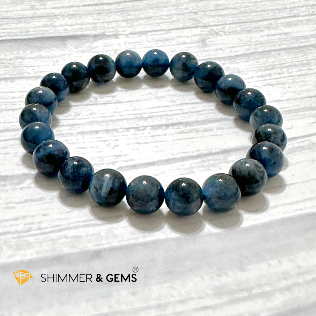 Devil Blue Aquamarine 8mm Bracelet (Black Quartz & Aquamarine) (Brazil)