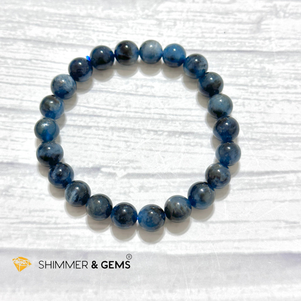 Devil Blue Aquamarine 8mm Bracelet (Black Quartz & Aquamarine) (Brazil)