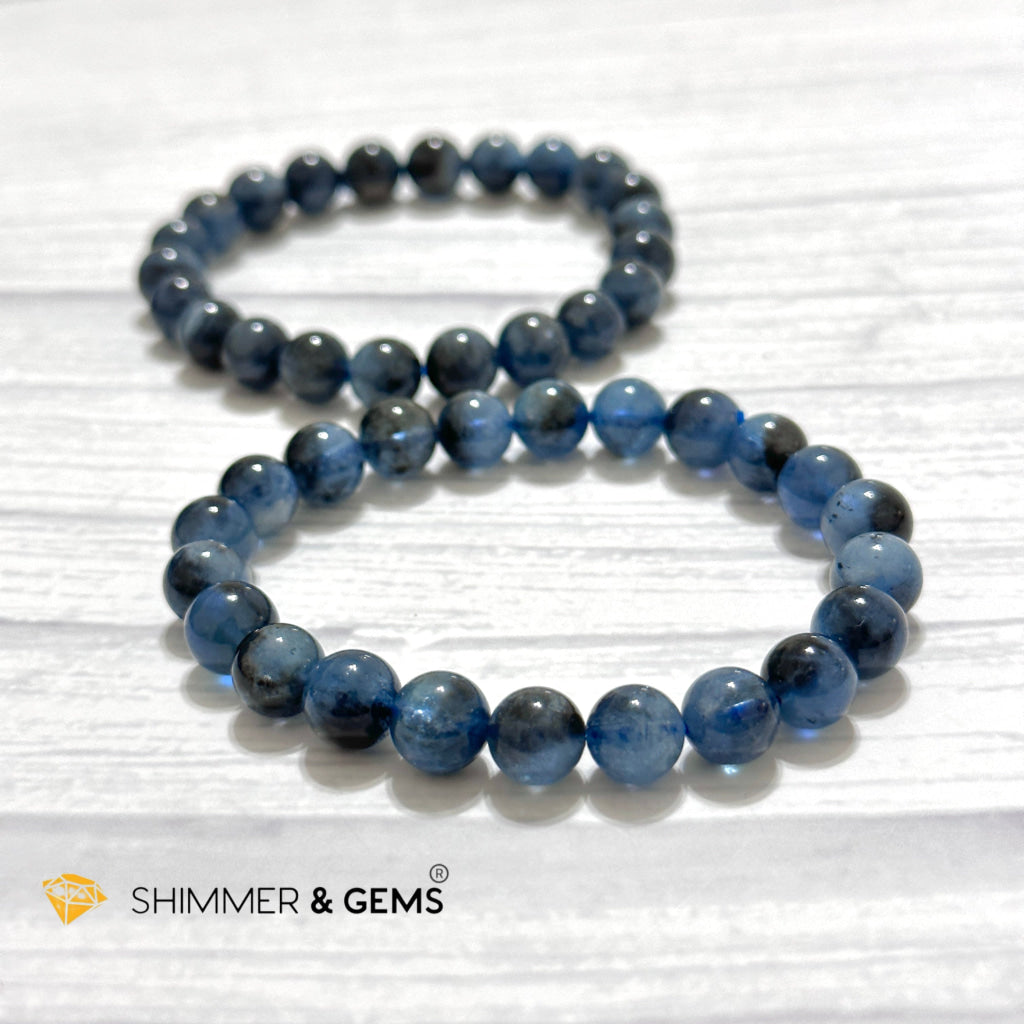 Devil Blue Aquamarine 8mm Bracelet (Black Quartz & Aquamarine) (Brazil)