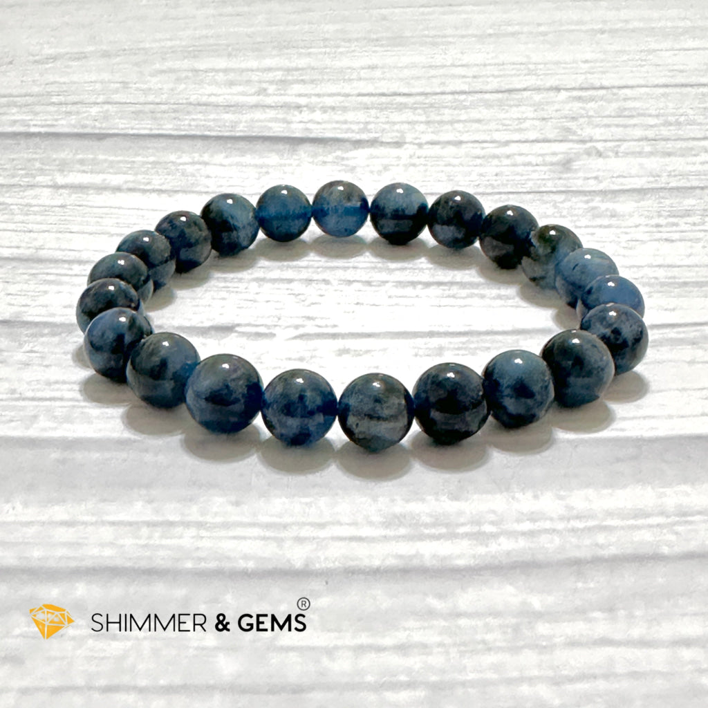 Devil Blue Aquamarine 8mm Bracelet (Black Quartz & Aquamarine) (Brazil)