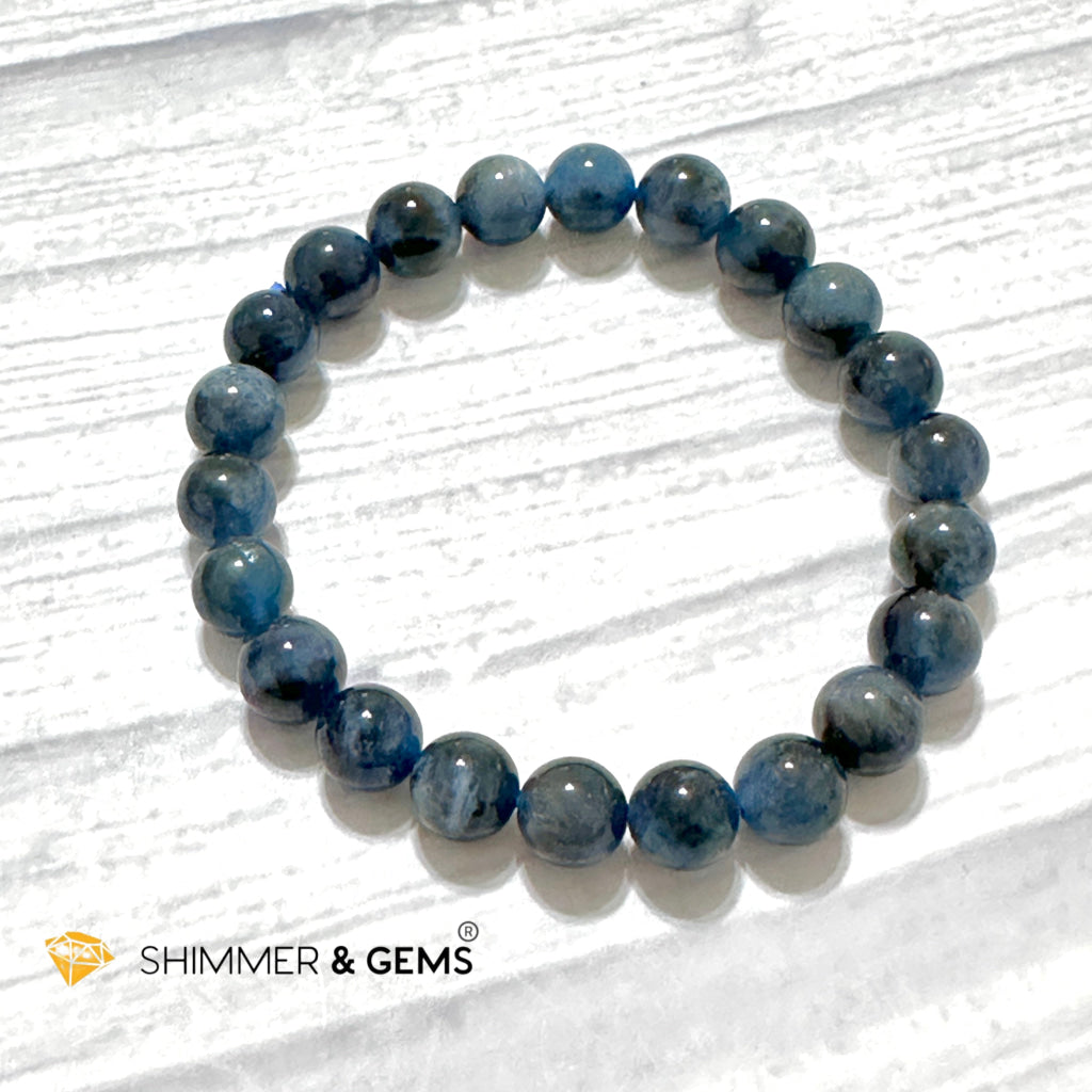 Devil Blue Aquamarine 8mm Bracelet (Black Quartz & Aquamarine) (Brazil)