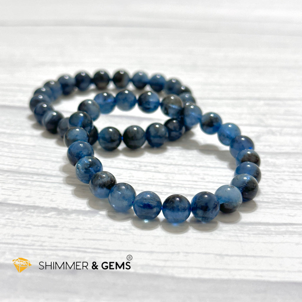 Devil Blue Aquamarine 8mm Bracelet (Black Quartz & Aquamarine) (Brazil)