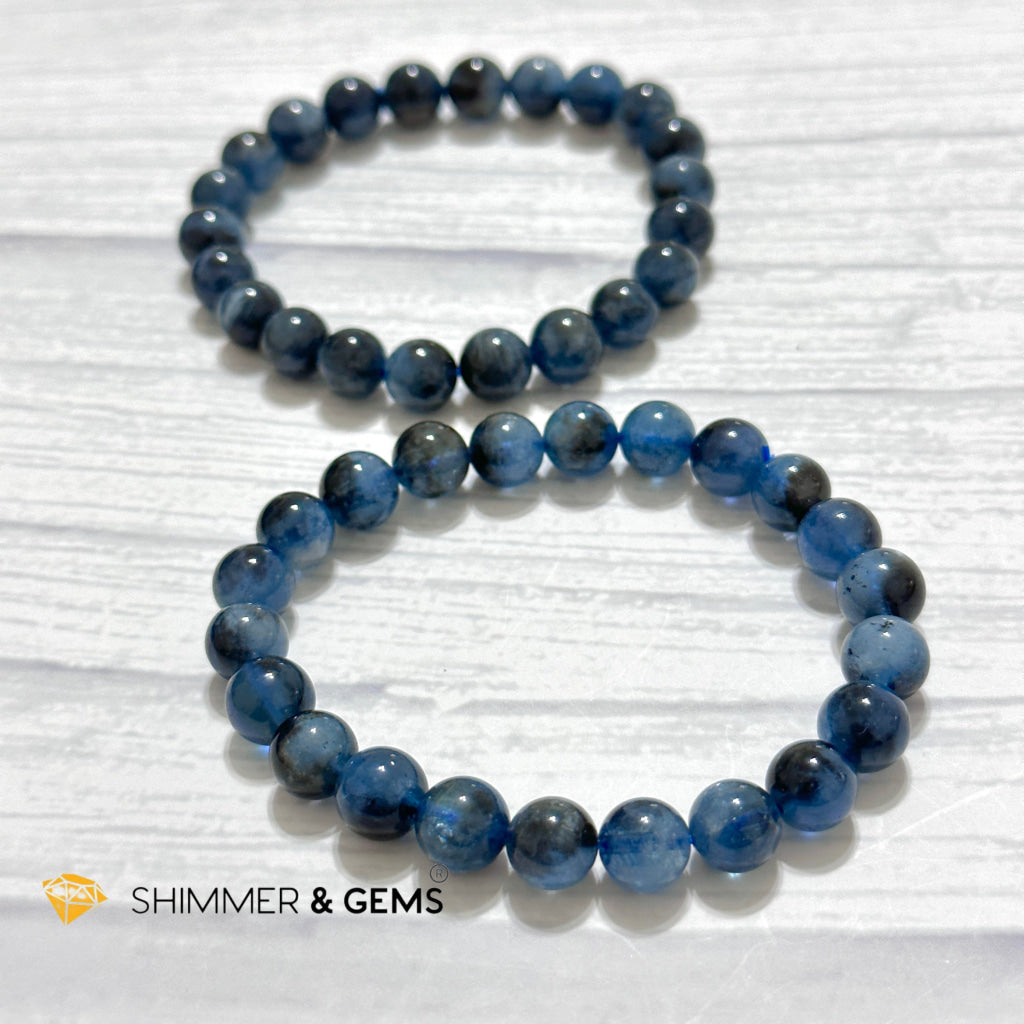 Devil Blue Aquamarine 8mm Bracelet (Black Quartz & Aquamarine) (Brazil)