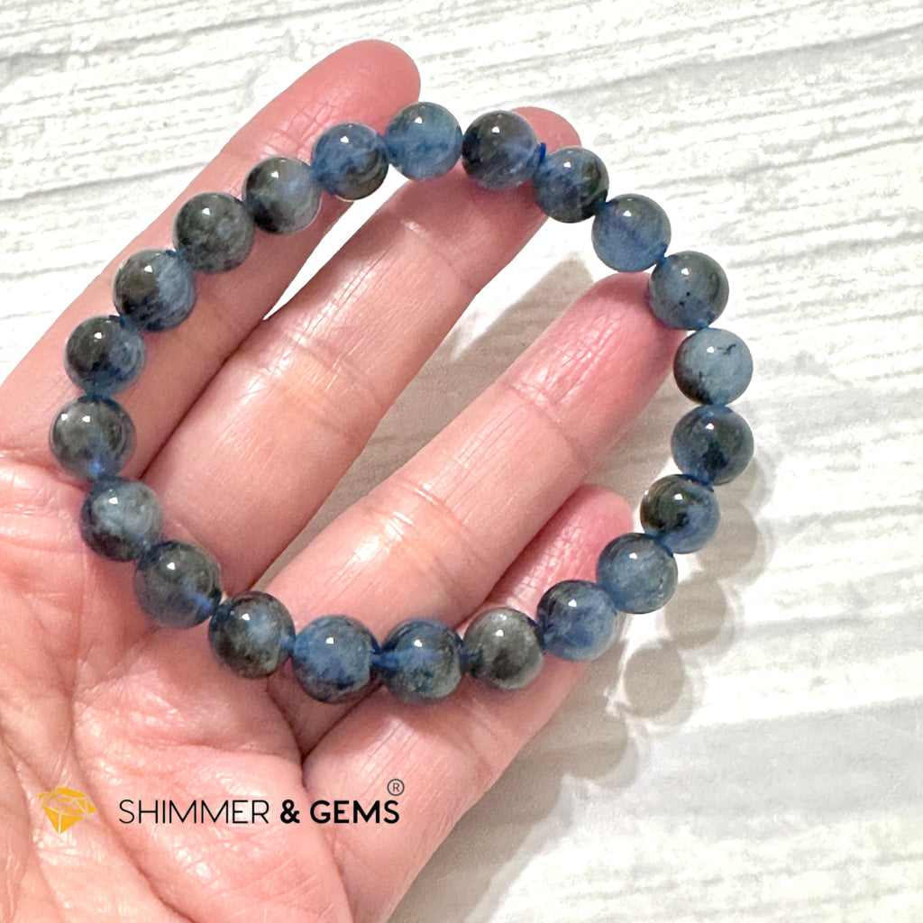 Devil Blue Aquamarine 8mm Bracelet (Black Quartz & Aquamarine) (Brazil)