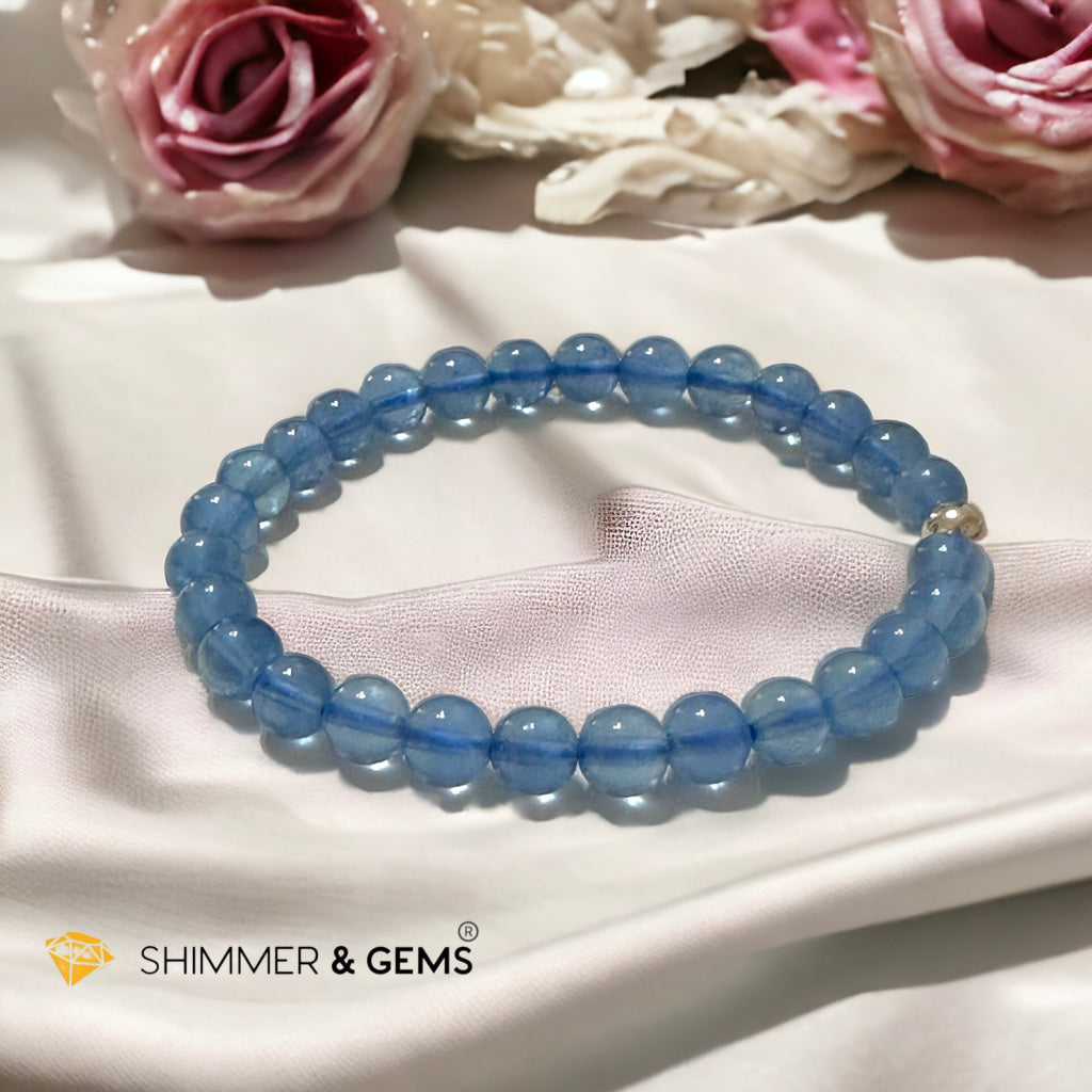 Devil Blue Aquamarine Bracelet 6mm AAA TOP GRADE (Black Quartz Morion & Aquamarine) (Brazil)