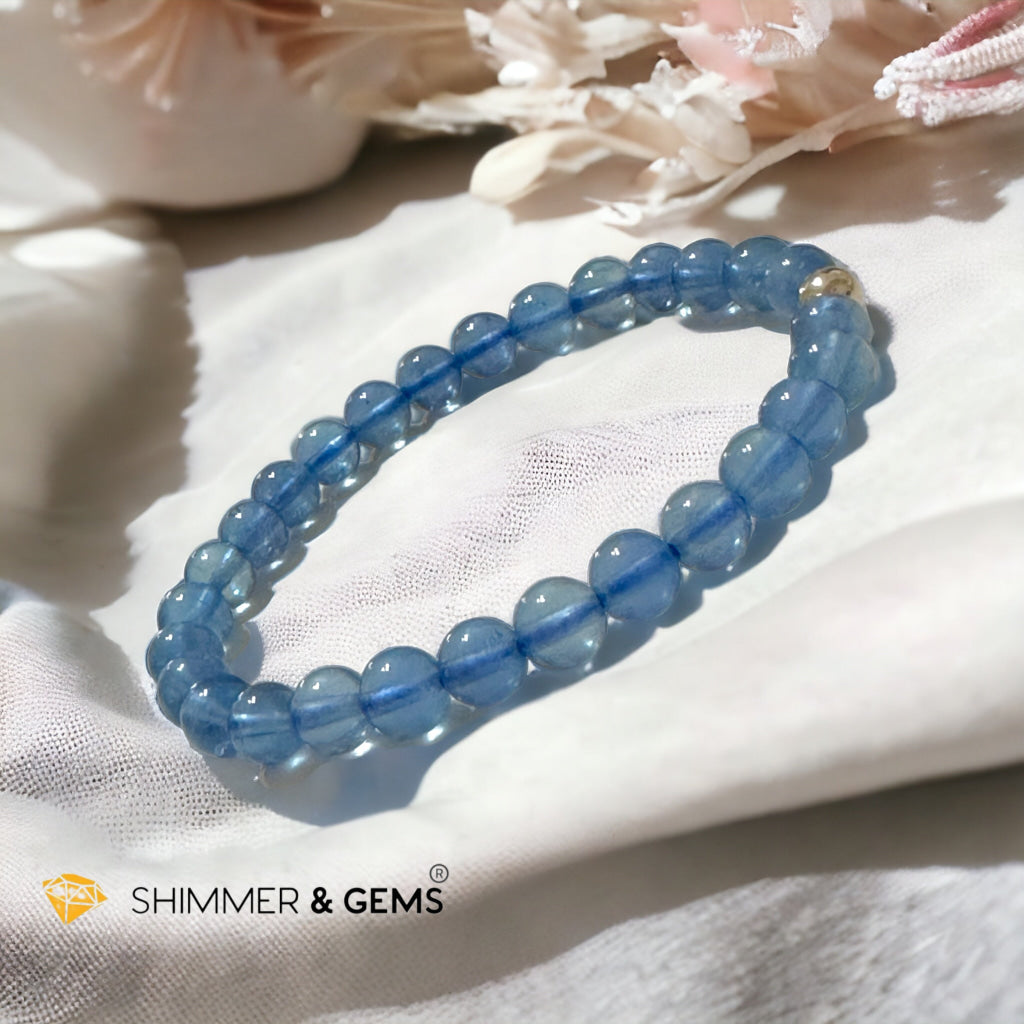 Devil Blue Aquamarine Bracelet 6mm AAA TOP GRADE (Black Quartz Morion & Aquamarine) (Brazil) Premium, Encoded & Activated