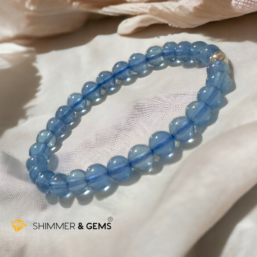 Devil Blue Aquamarine Bracelet 6mm AAA TOP GRADE (Black Quartz Morion & Aquamarine) (Brazil) Premium, Encoded & Activated