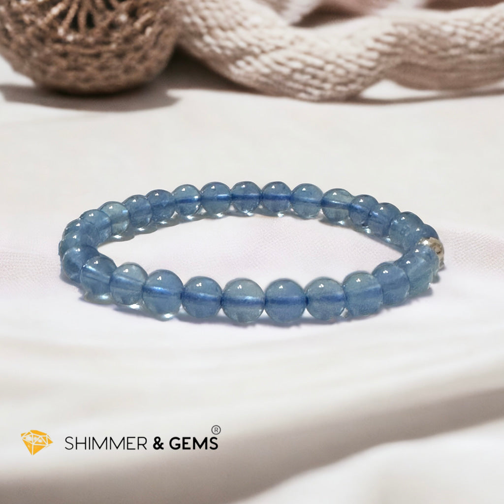 Devil Blue Aquamarine Bracelet 6mm AAA TOP GRADE (Black Quartz Morion & Aquamarine) (Brazil) Premium, Encoded & Activated