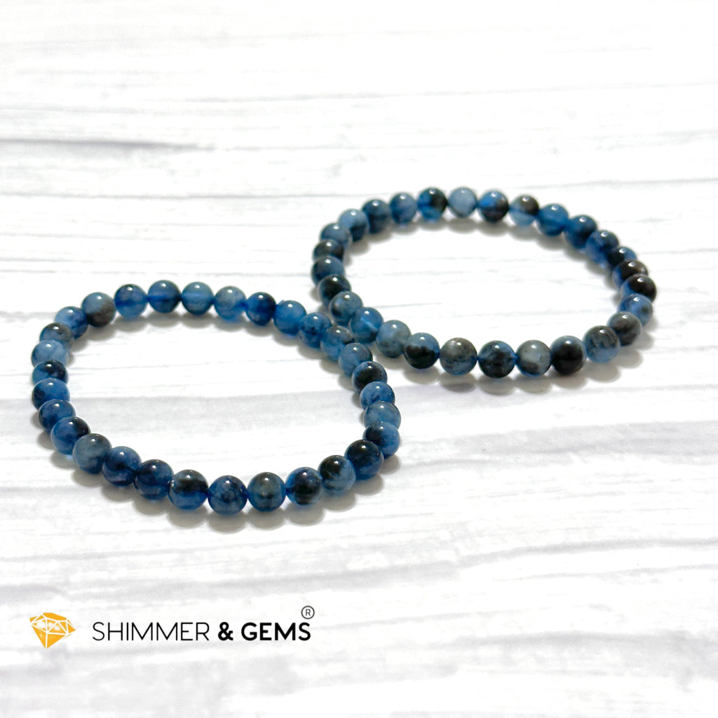 Devil Blue Aquamarine Bracelet 6mm (Black Quartz Morion & Aquamarine) 6mm (Brazil)