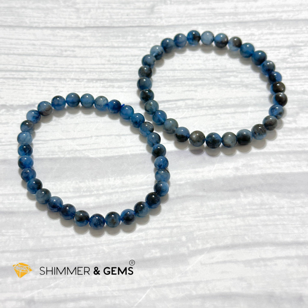 Devil Blue Aquamarine Bracelet 6mm (Black Quartz Morion & Aquamarine) 6mm (Brazil)