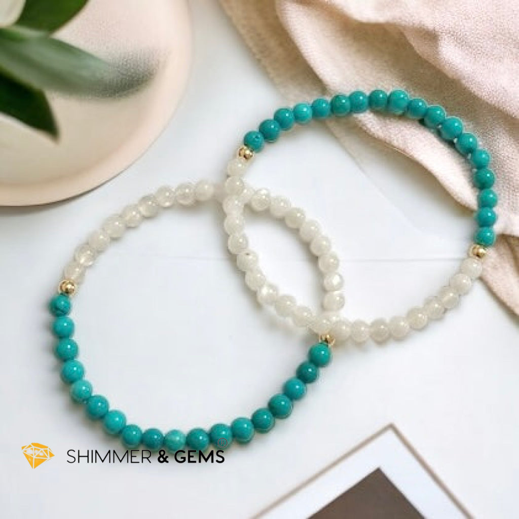 Divine Alchemy Bracelet (Turquoise, Moonstone 4mm with 14k gold filled beads)