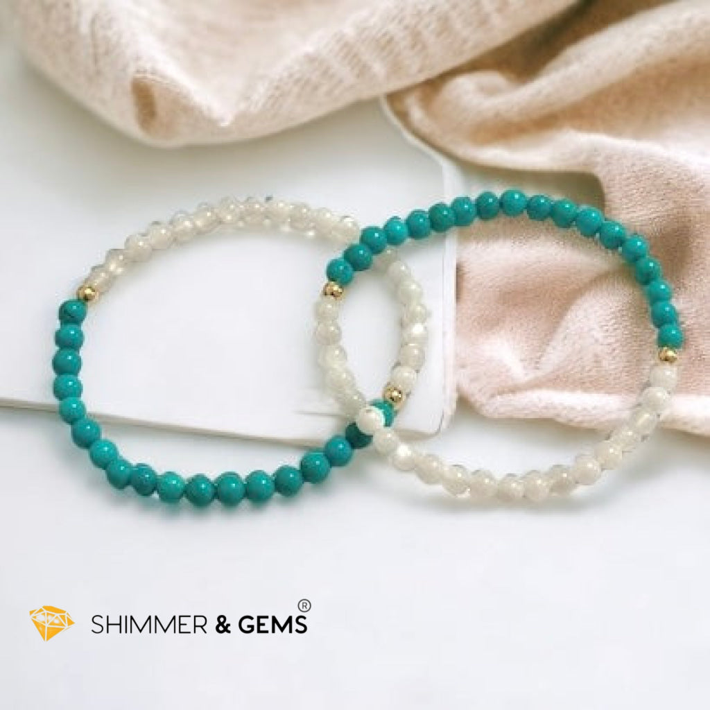 Divine Alchemy Bracelet (Turquoise, Moonstone 4mm with 14k gold filled beads)