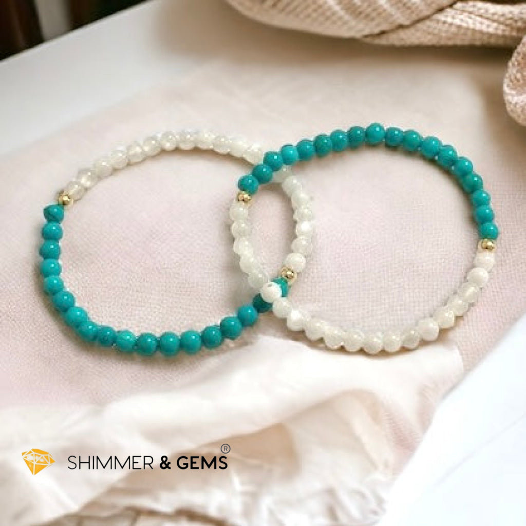 Divine Alchemy Bracelet (Turquoise, Moonstone 4mm with 14k gold filled beads)