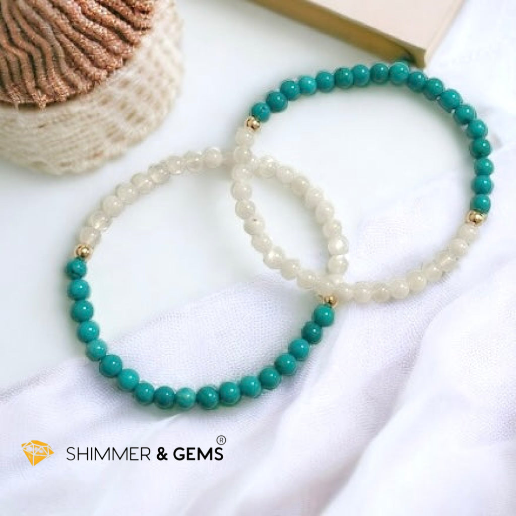 Divine Alchemy Bracelet (Turquoise, Moonstone 4mm with 14k gold filled beads)