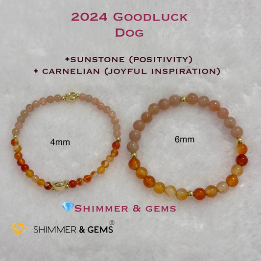 Dog Animal Zodiac 2024 Goodluck Bracelet (Sunstone & Carnelian) Feng Shui