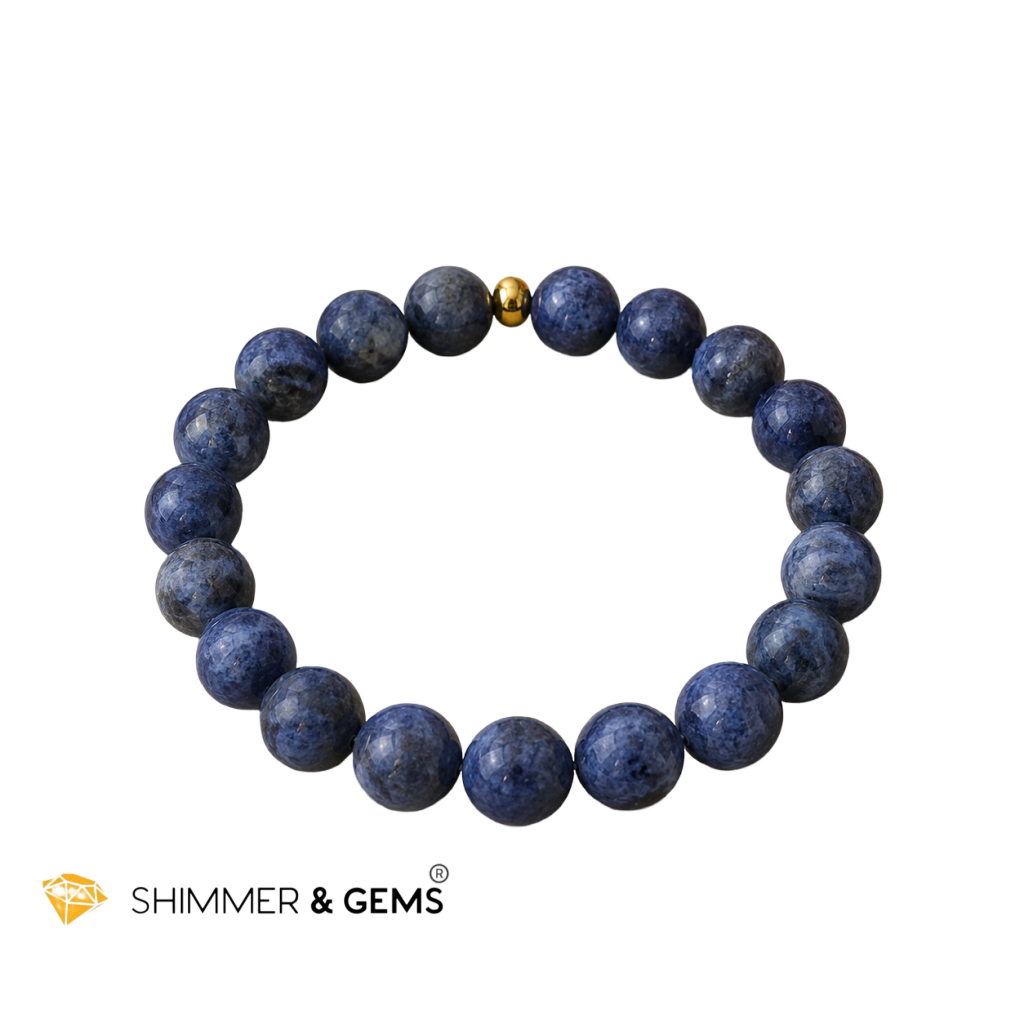 Dumortierite 8mm Bracelet with 14k gold filled bead (Study)