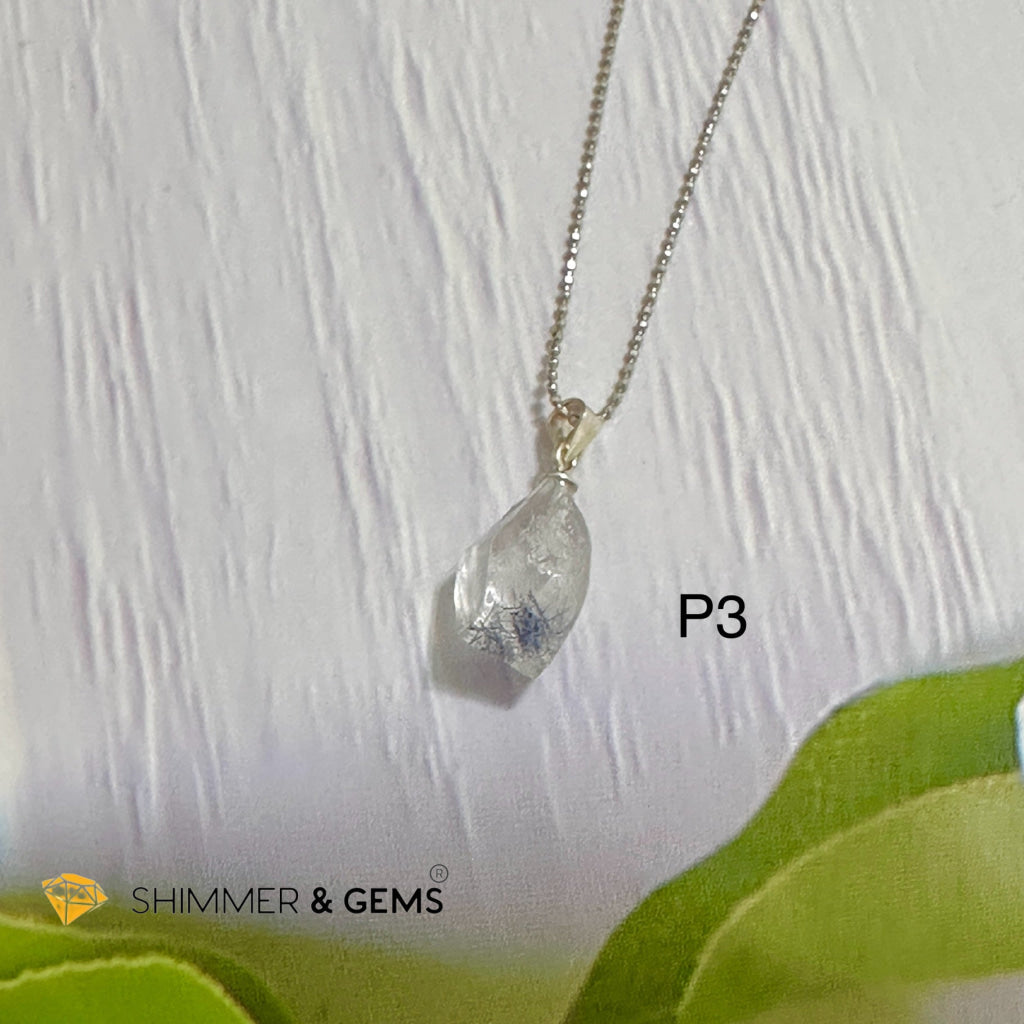 Dumortierite Raw 925 Silver Pendant (AAA)