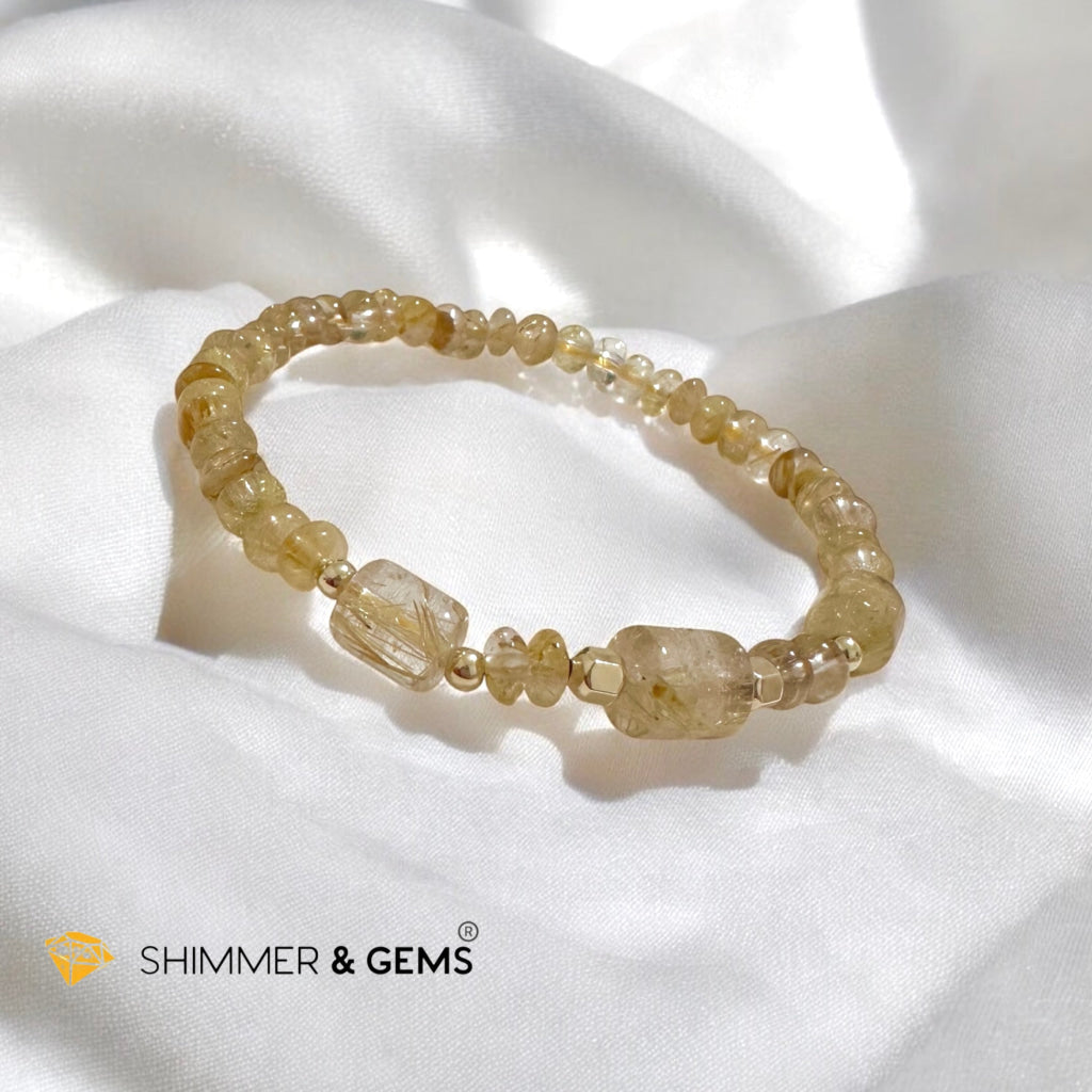 Elegance Golden Rutilated Bracelet (Good Luck)For Men & Women