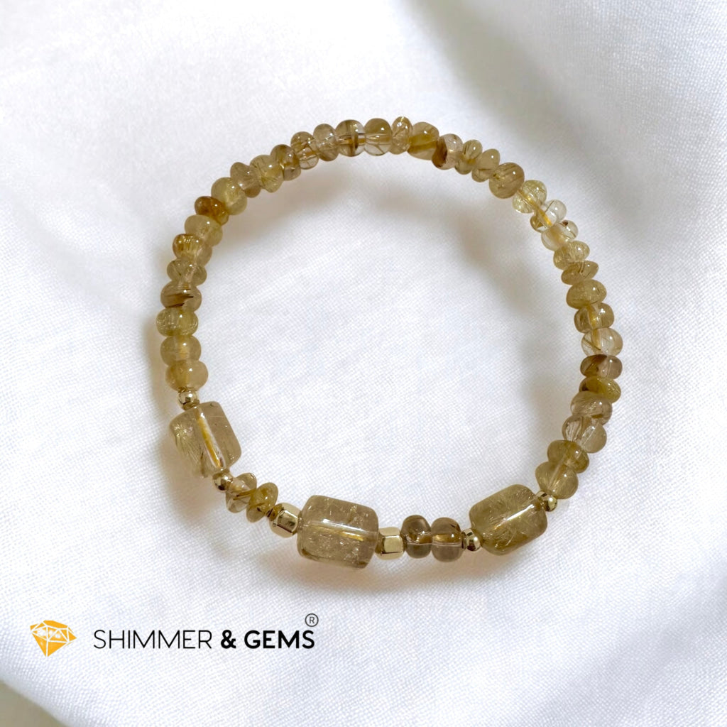 Elegance Golden Rutilated Bracelet (Good Luck)For Men & Women