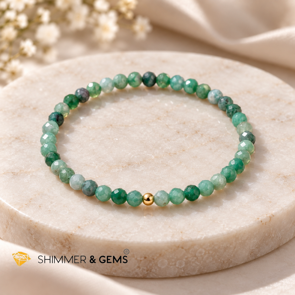 Emerald 4mm Faceted Bracelet (LET’S BE RICH! Encoded)