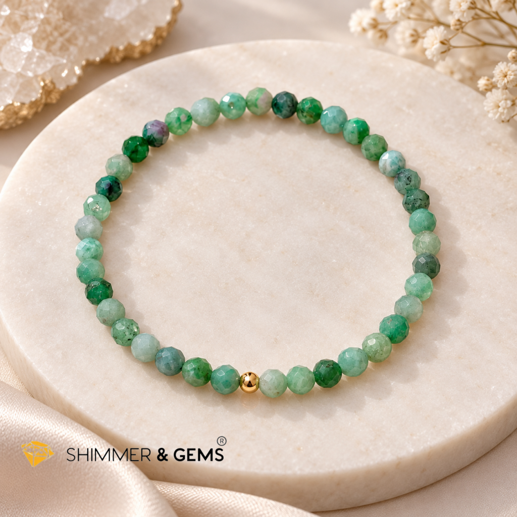 Emerald 4mm Faceted Bracelet (LET’S BE RICH! Encoded)
