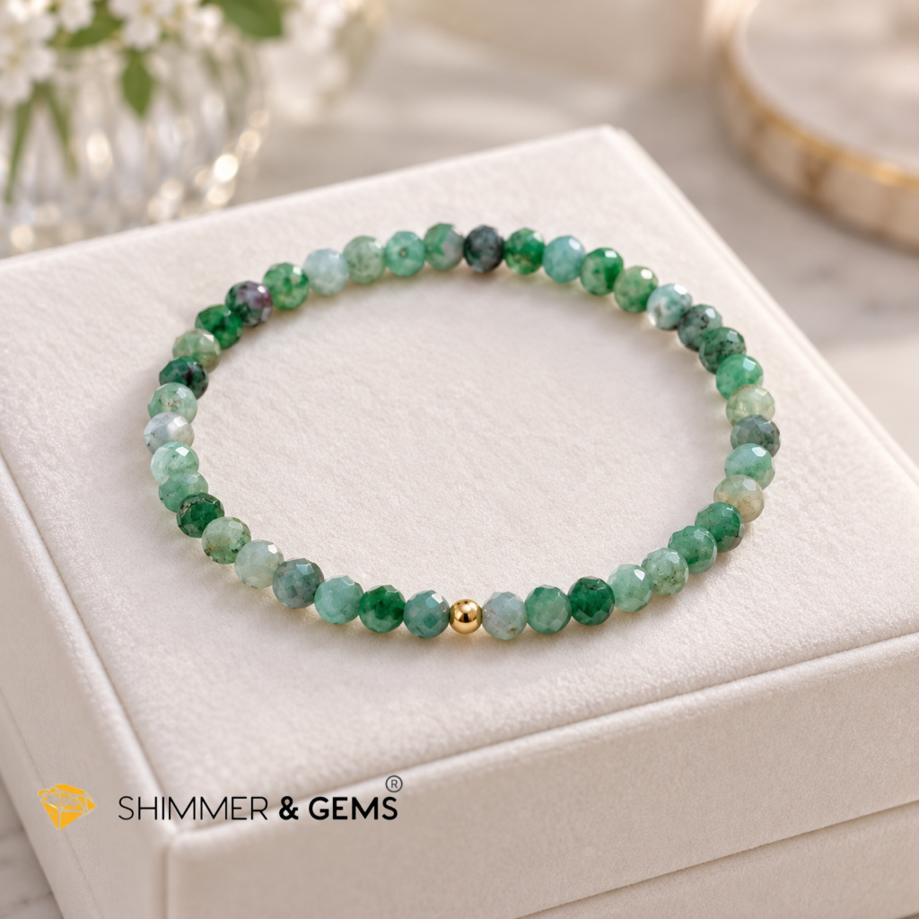 Emerald 4mm Faceted Bracelet (LET’S BE RICH! Encoded)