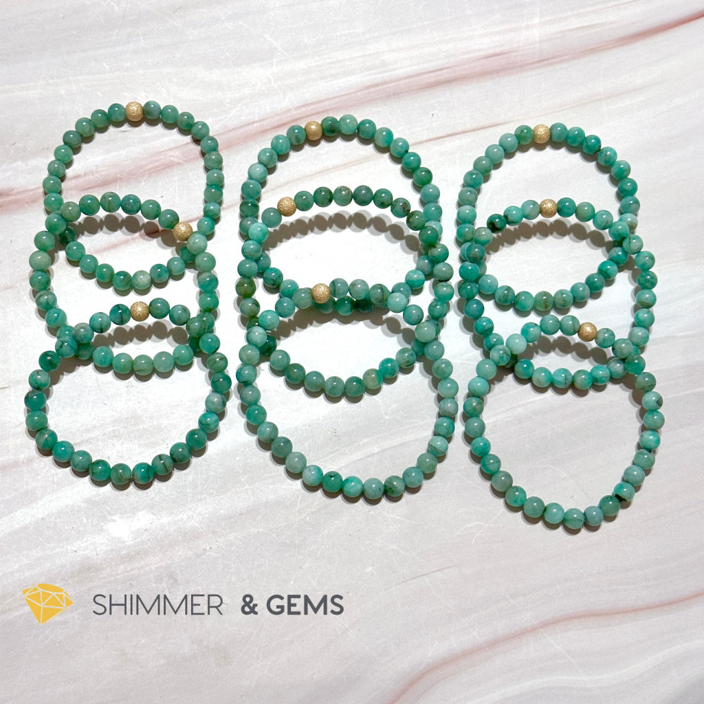Emerald 6Mm With 14K Gold Filled Bead (Premium Grade Aaaa)