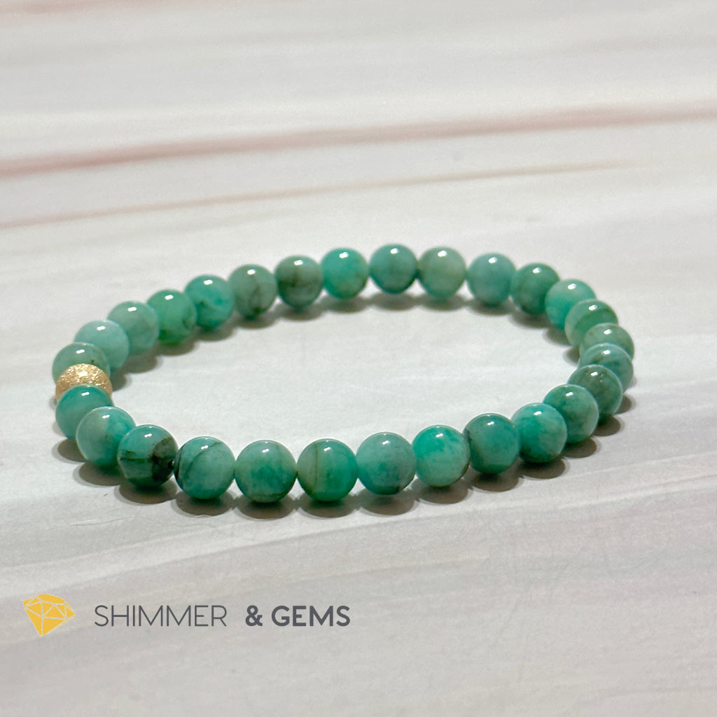 Emerald 6Mm With 14K Gold Filled Bead (Premium Grade Aaaa)