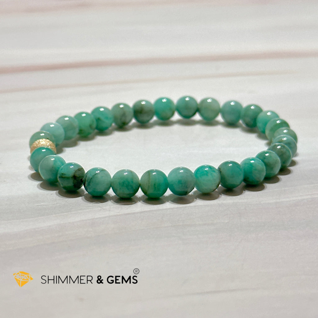 Emerald 6Mm With 14K Gold Filled Bead (Premium Grade Aaaa)