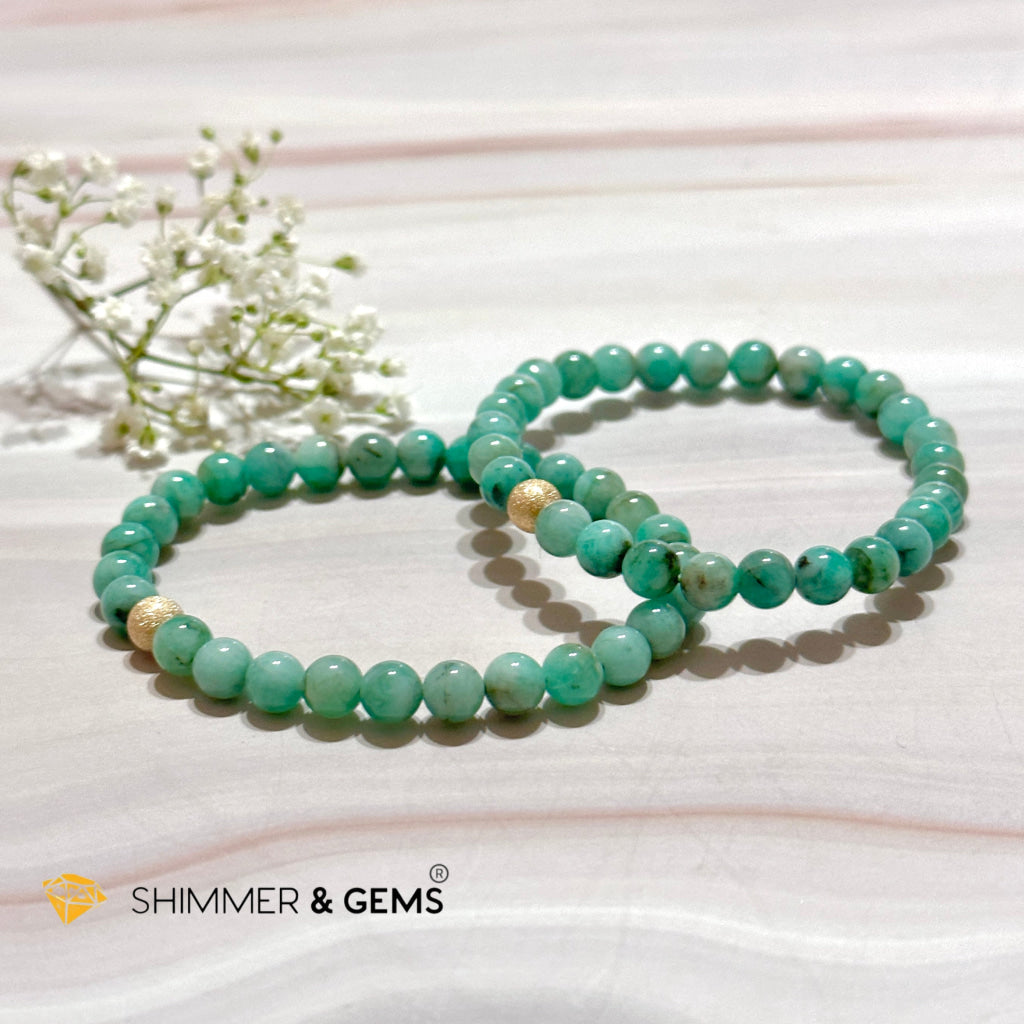 Emerald 6Mm With 14K Gold Filled Bead (Premium Grade Aaaa)