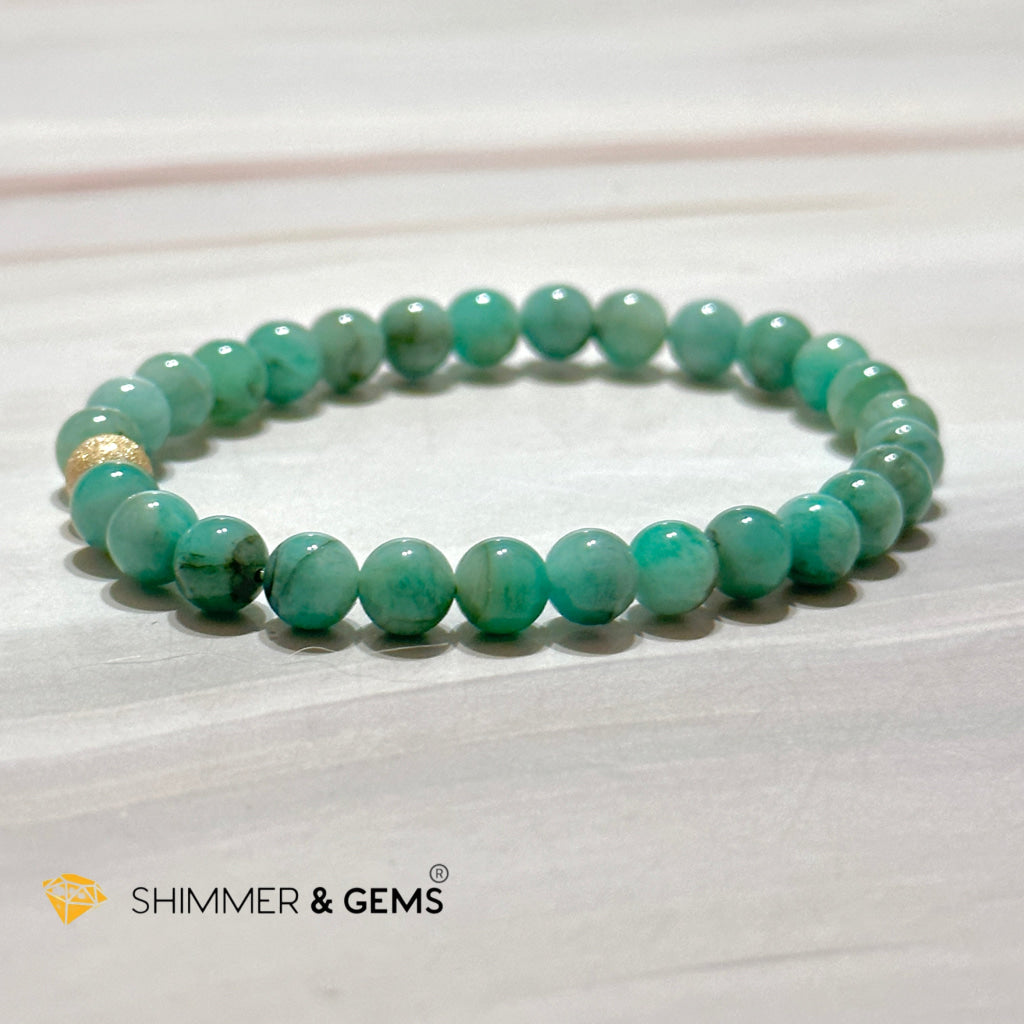 Emerald 6Mm With 14K Gold Filled Bead (Premium Grade Aaaa)