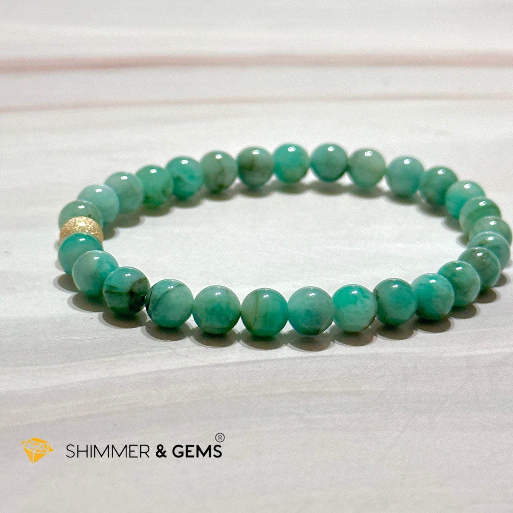 Emerald 6Mm With 14K Gold Filled Bead (Premium Grade Aaaa)