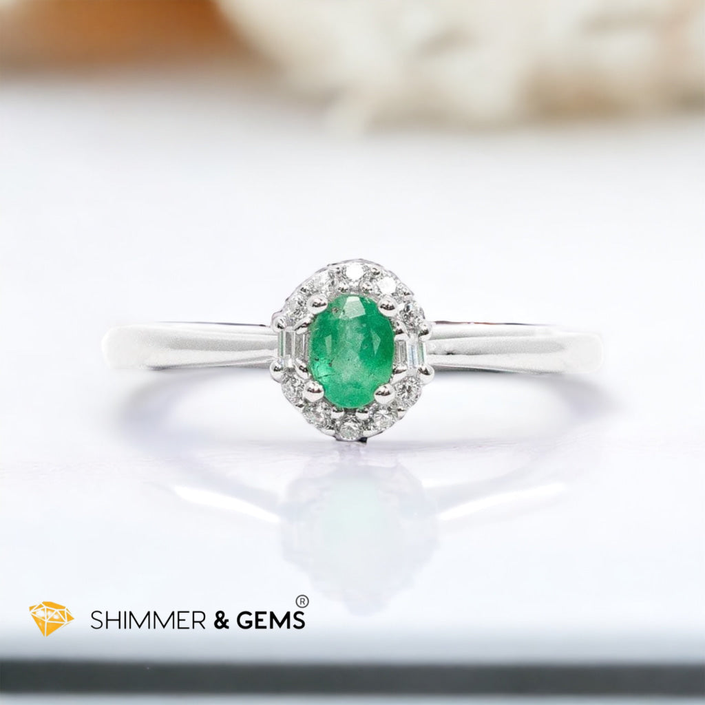 Emerald 925 Silver Adjustable Ring