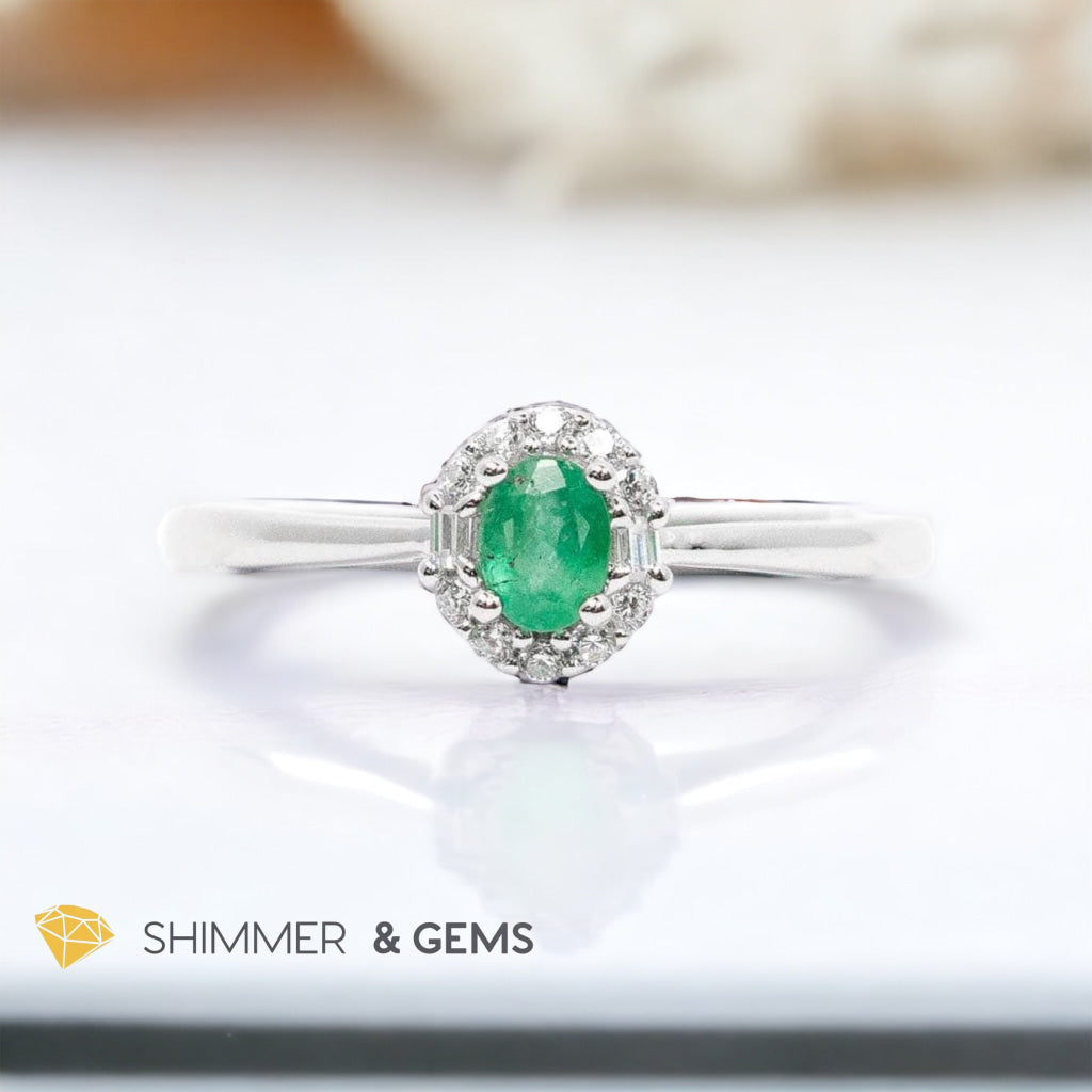Emerald 925 Silver Adjustable Ring