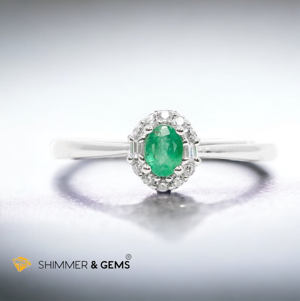 Emerald 925 Silver Adjustable Ring