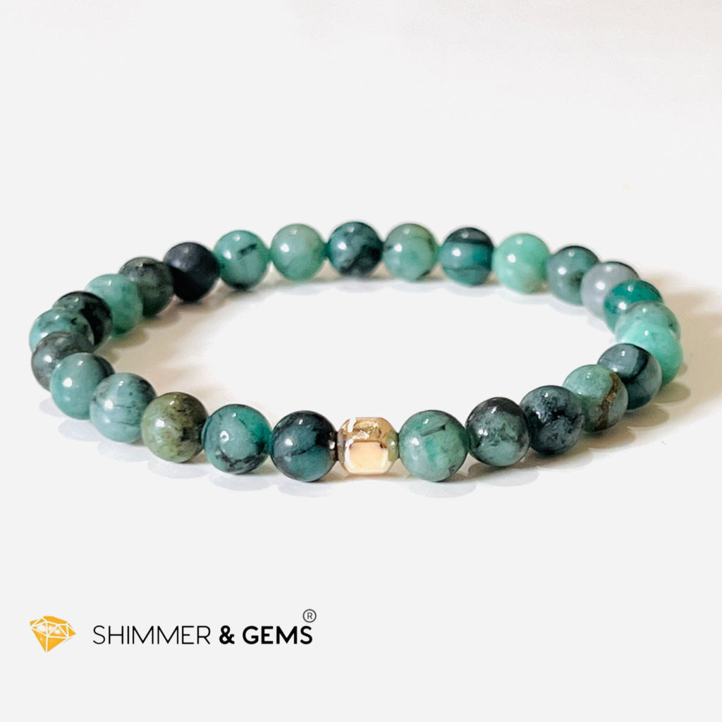 Emerald Healing Bracelet With 14K Gold-Filled Bead (Success & Luck) 5.5 Bracelets