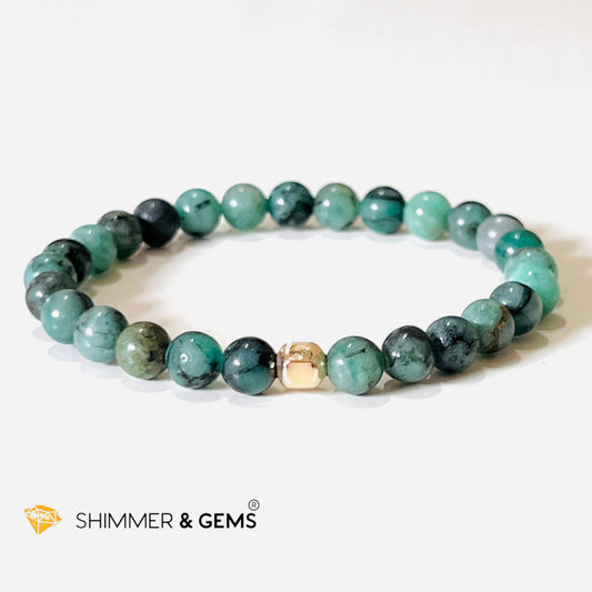 Emerald Healing Bracelet With 14K Gold-Filled Bead (Success & Luck) 5.5 Bracelets