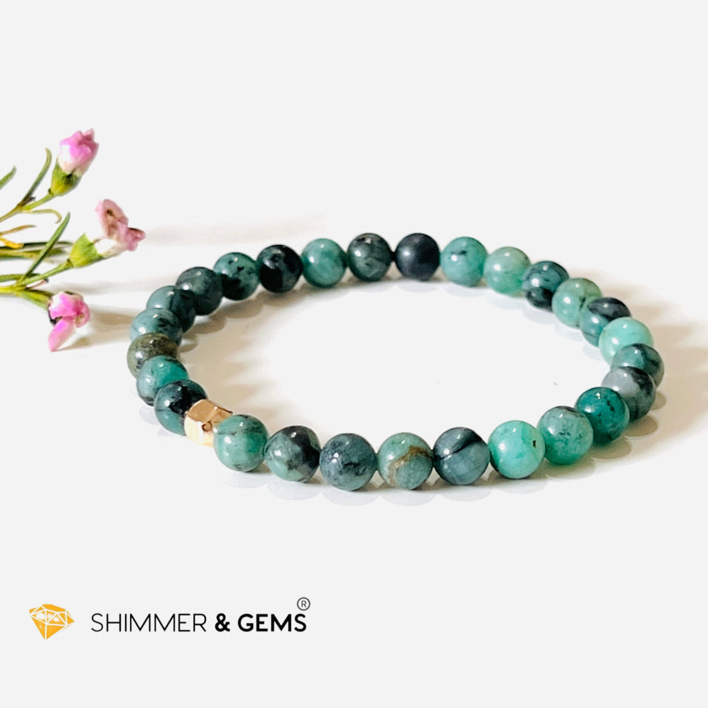 Emerald Healing Bracelet With 14K Gold-Filled Bead (Success & Luck) Bracelets