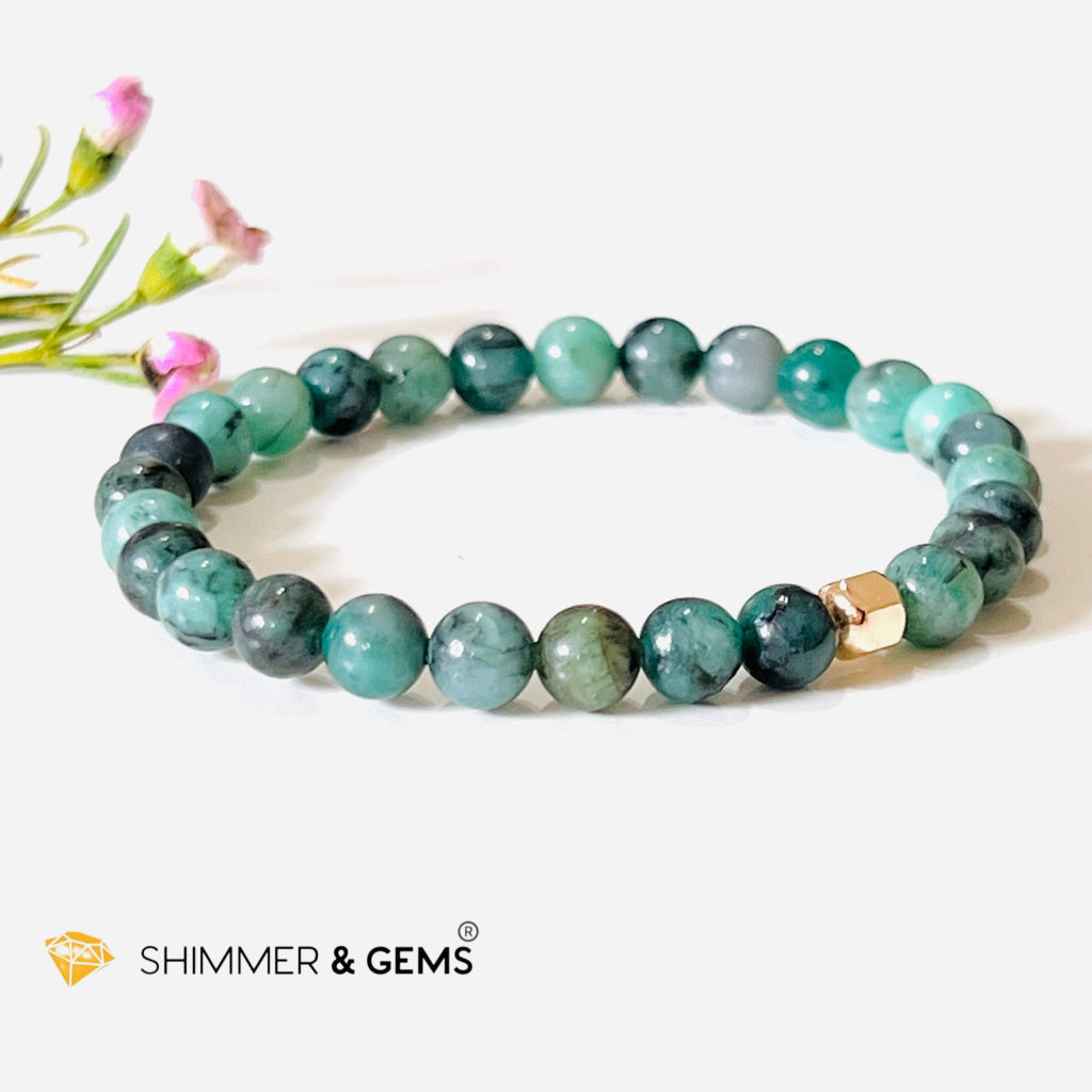 Emerald Healing Bracelet With 14K Gold-Filled Bead (Success & Luck) Bracelets