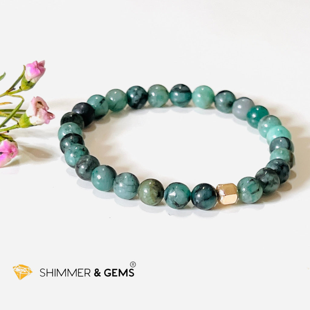Emerald Healing Bracelet With 14K Gold-Filled Bead (Success & Luck) Bracelets