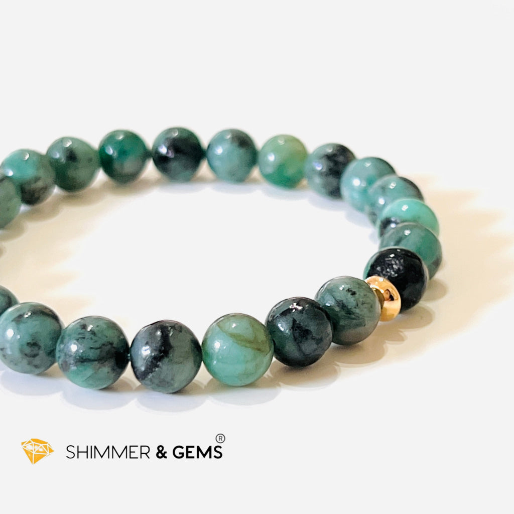 Emerald Healing 8Mm Bracelet With 14K Gold-Filled Bead (Success & Luck) Bracelets