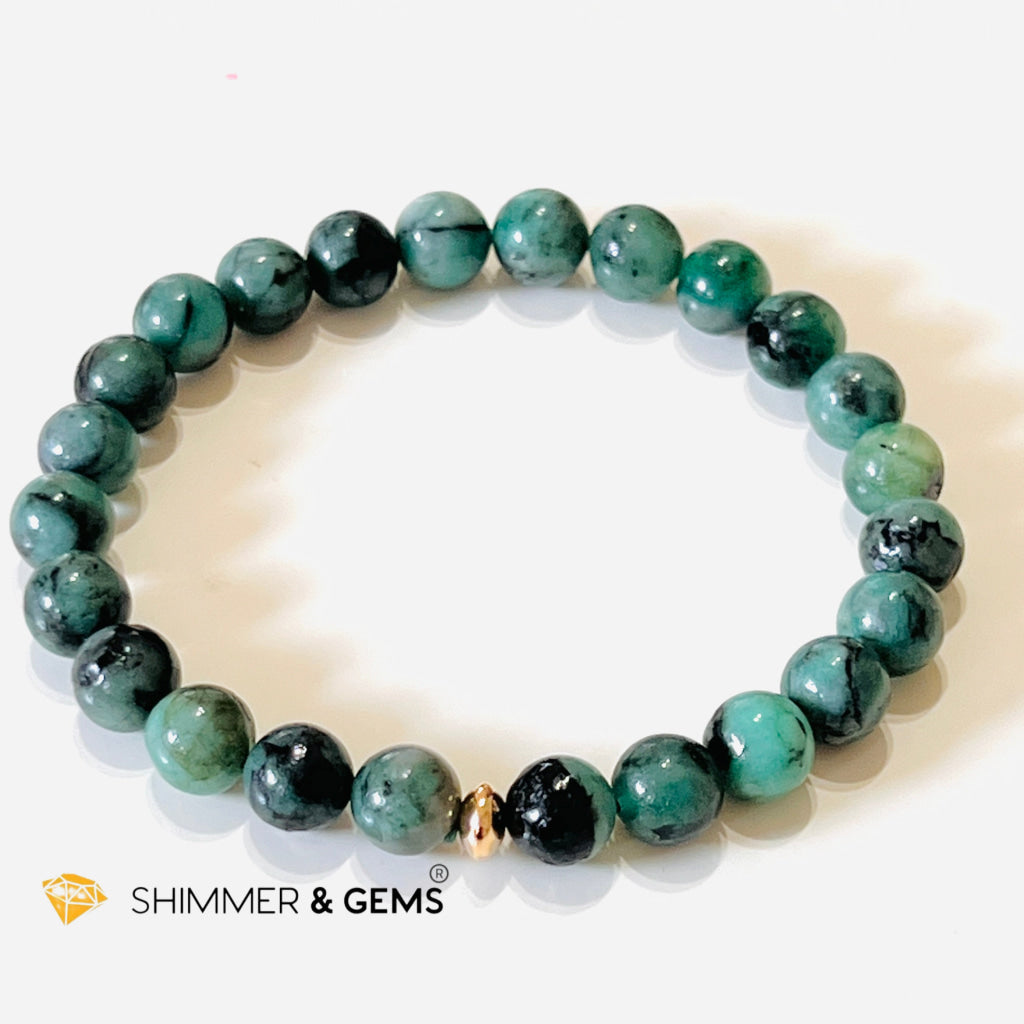 Emerald Healing 8Mm Bracelet With 14K Gold-Filled Bead (Success & Luck) Bracelets