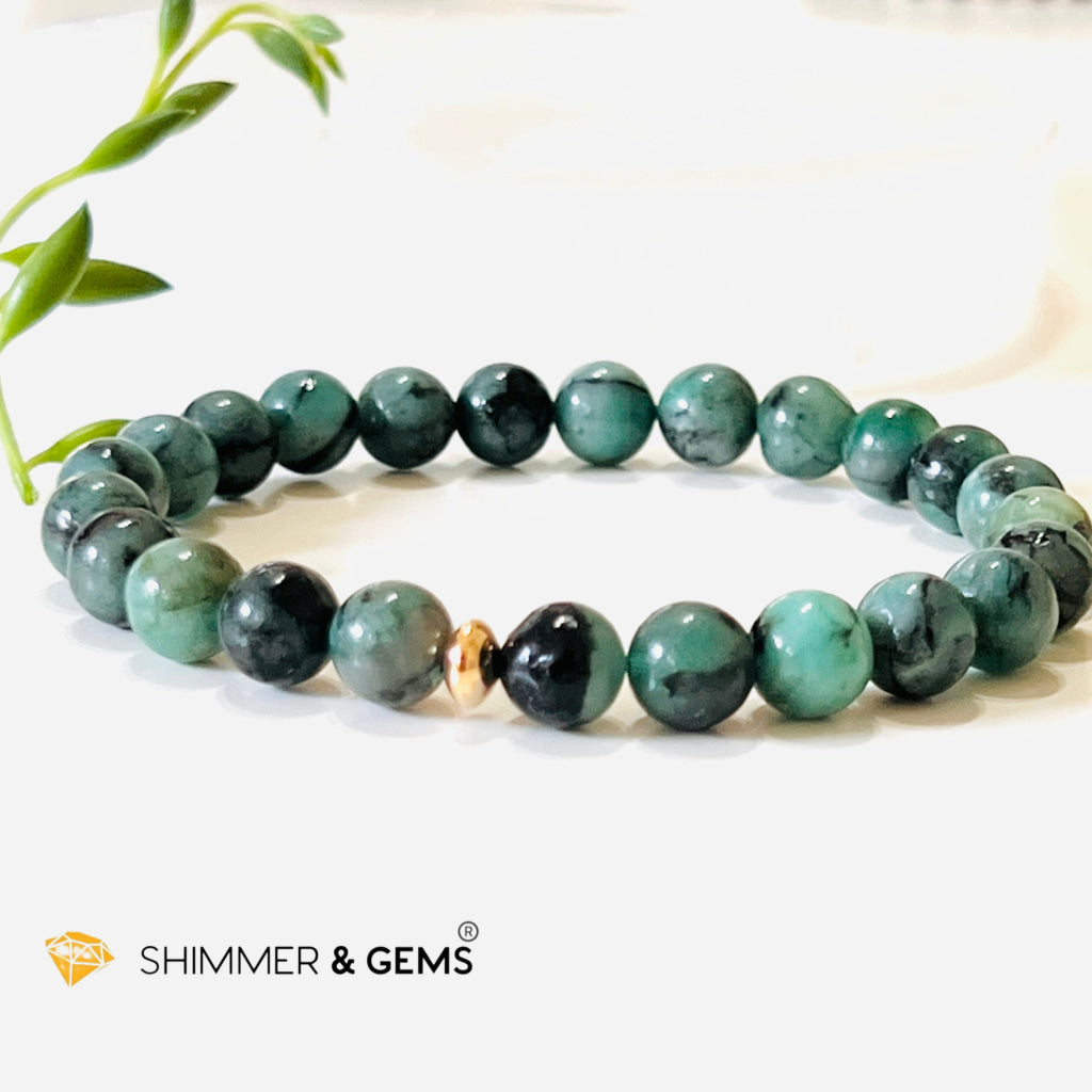 Emerald Healing 8Mm Bracelet With 14K Gold-Filled Bead (Success & Luck) Bracelets