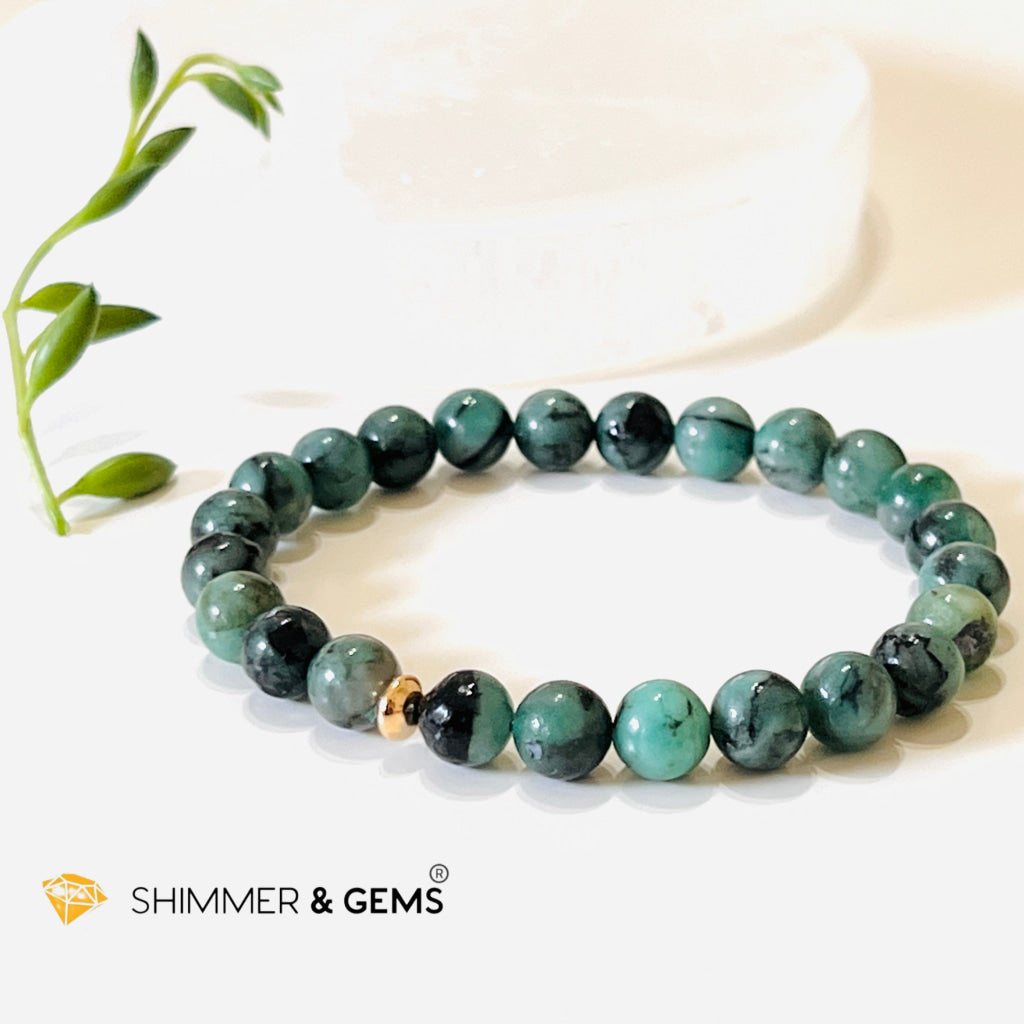 Emerald Healing 8Mm Bracelet With 14K Gold-Filled Bead (Success & Luck) Bracelets