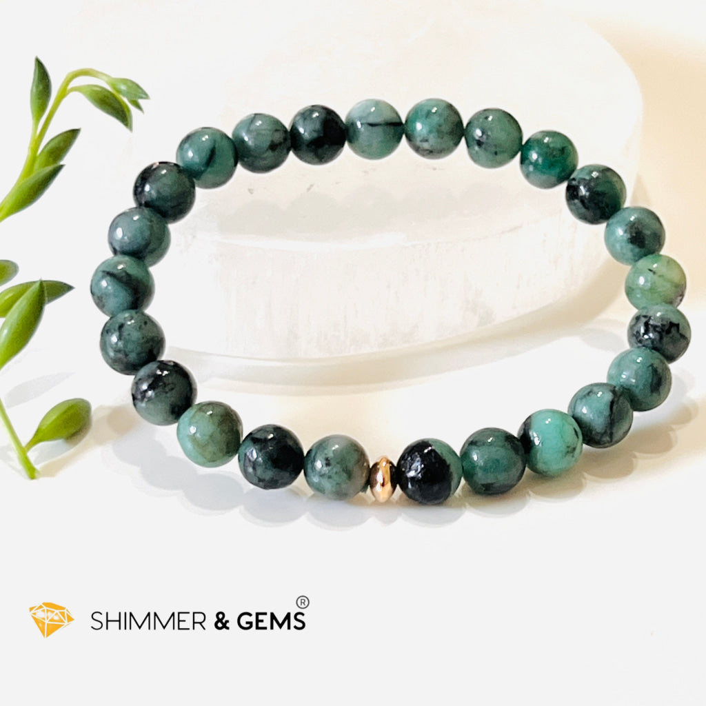 Emerald Healing 8Mm Bracelet With 14K Gold-Filled Bead (Success & Luck) Bracelets